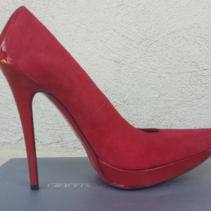 NIB Gianmarco Lorenzi Red Suede Shoes Size 39